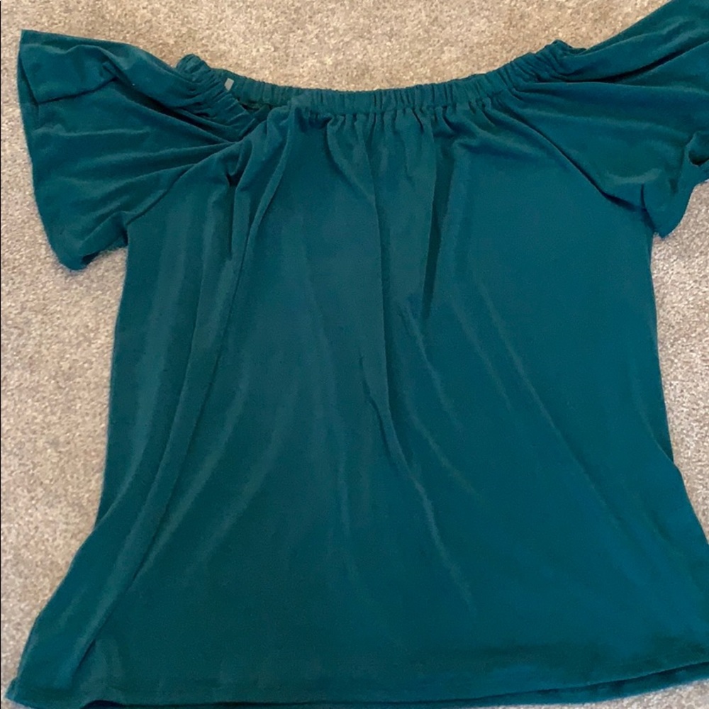 Halogen Green Off The Shoulder Top